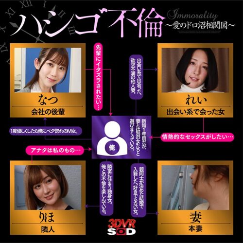 【VR】【ハシゴ不倫VR】3人の女の元を渡り歩いてSEXしまくった俺の1日 ～朝は会社の後輩と、昼は出会い系で知り合った人妻と、夜はマンションの隣人と…～