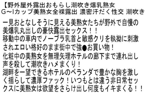 【お得セット】行列ができる大衆食堂 席に着いたら即発射！・野外屋外露出おもらし潮吹き爆乳熟女・イイ女限定 寝起きチ○ポ騎乗位責め！！