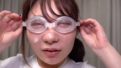 ゴーグル装着し、チ●ポからザーメン出るところ見ながら顔射される