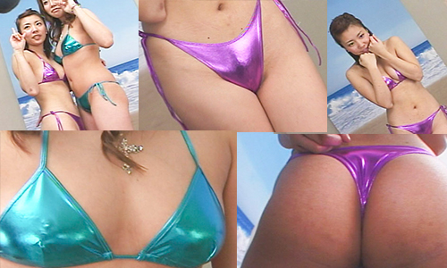 素人着エロナンパ・ビキニ天国!! 12 ノーモザイク着エロ映像!!きわどいビキニでイメージ撮影と油断させて限界ギリギリエロ動画撮っちゃいました!!　白肌が眩しい美形ギャル２人組をゲット!! 同人動画