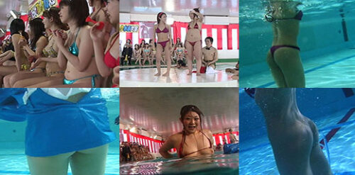 【水中早着替え６名】女だらけのＴバック水泳大会！水中コスプレ早着替え競争！ 同人動画