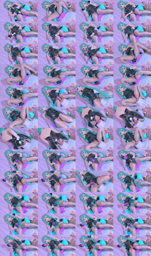 ザーメン大量噴射！バニーガール初音●クコスプレ男の娘のディルド＆オナホールオナニー コスプレハード