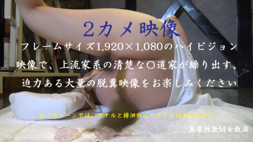 異常性欲M女救済ドキュメンタリー 彩華 Vol.8【上流家系の最下層マゾ】〇道家らしく和服で**して、片足を吊り上げた姿で浣腸し、清楚な娘の脱糞ショーが始まります 「哀れな姿で浣腸排泄」編 同人動画